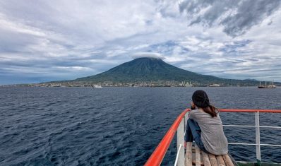 Girl on a boat vesuvius