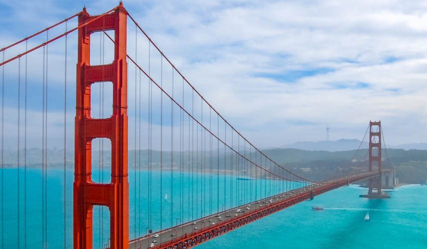 The Golden Gate Bridge in San Francisco, California.